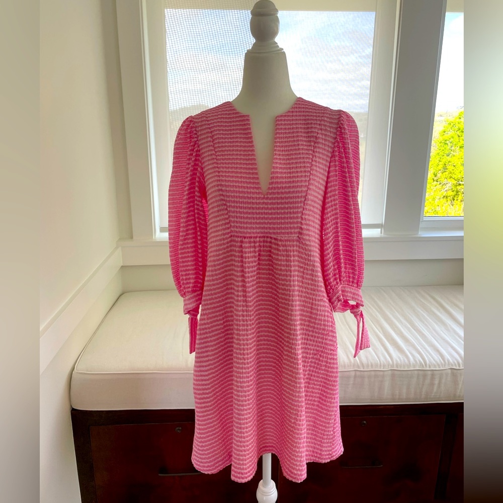 Amanda Uprichard Pink Mini Dress with Puff Sleeves